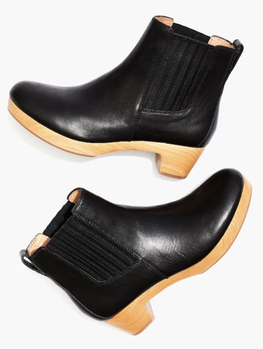 Madewell The Clog Boot in Leather Black Pull On Ankle Bootie Women's Size 10 EUC